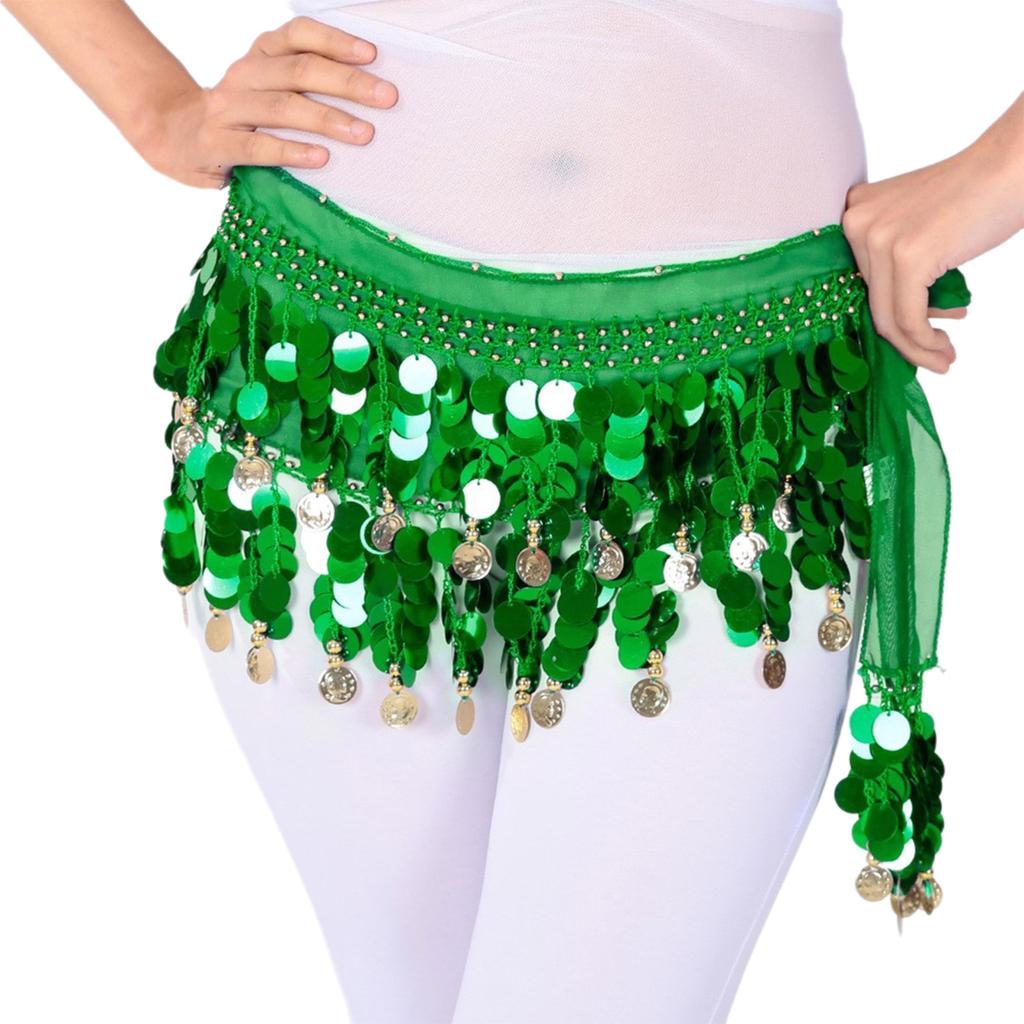 Bellydance Hip Scarf Skirt Belly Dance Waist Chain with Gold Coins