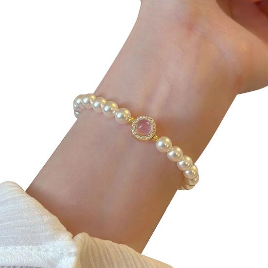 Pearl Bracelets for Women Dainty Stretch Pearl Jewelry for Everyday Wear Wedding & Bridesmaid Bracelet Lightweight Stackable Pearl Accessories