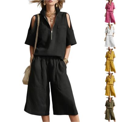 Fashion Women's Short Sleeve Shorts Shirts Loose Pants Two-Piece Set