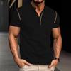 Mens Muscle Slim Henley Shirts Short Sleeve Athletic T-Shirts Summer Button Tees