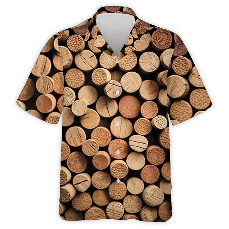 Koszule dla miłośników wina drukowane 3D dla mężczyzn ubrania szampan hawajska męska koszula plażowa casualowa świąteczna z krótkim rękawem bluzki unisex