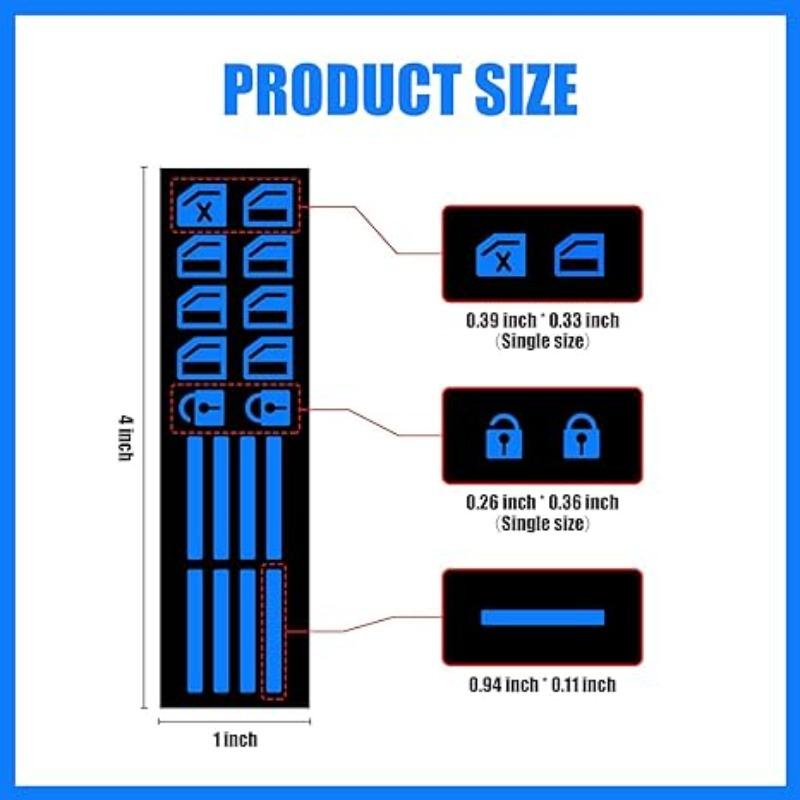 Auto Türfensterschalter Aufkleber Wasserdicht Verschleißfest Funktionstaste Leuchtend Auto Innenraum Aufkleber für Nachtfahrtsicherheit