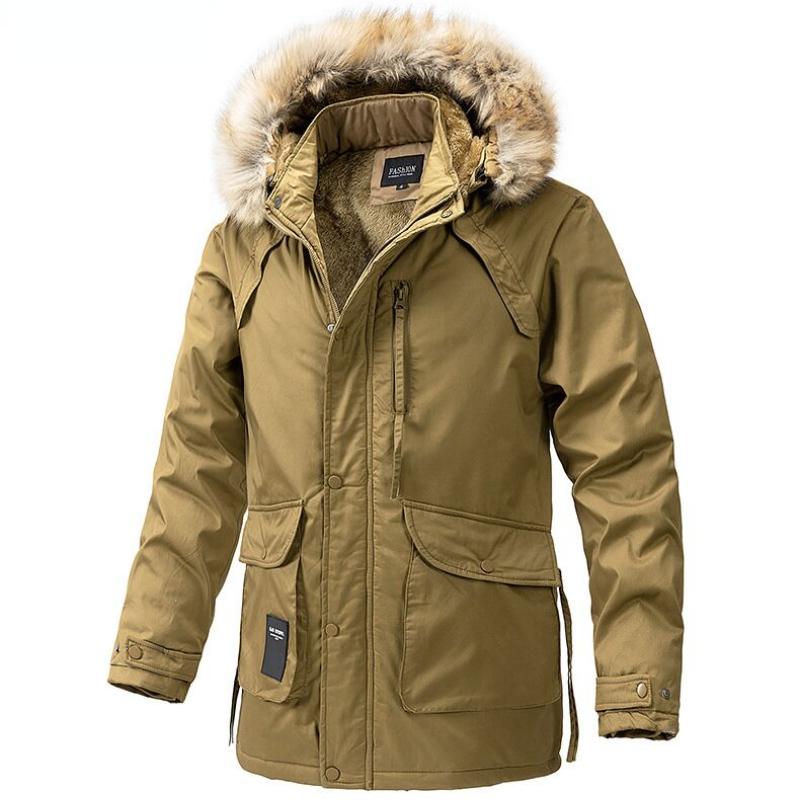 2024 New Winter Men Long Coat Military Fur Hood Warm Tactical Bomber Army Korean Thick Multi Pockets Overcoat Male Warm Parka