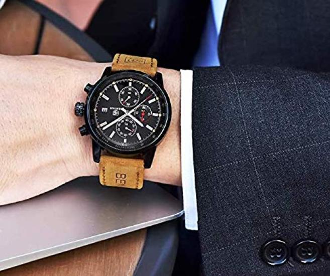 Pánské hodinky AKNIGHT z přírodní kůže, snadno se nasazuje, pro japonské, návod k použití, módní, oblíbené, quartzové, řemínek, chronograf, křišťál, viz.