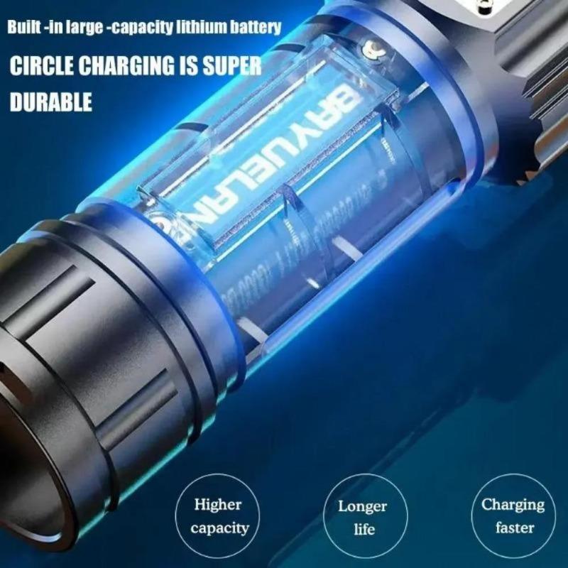 High Power LED Flashlight With COB Lights Portable EDC White Laser Torch USB Rechargeable Outdoor Camping Fishing Lantern