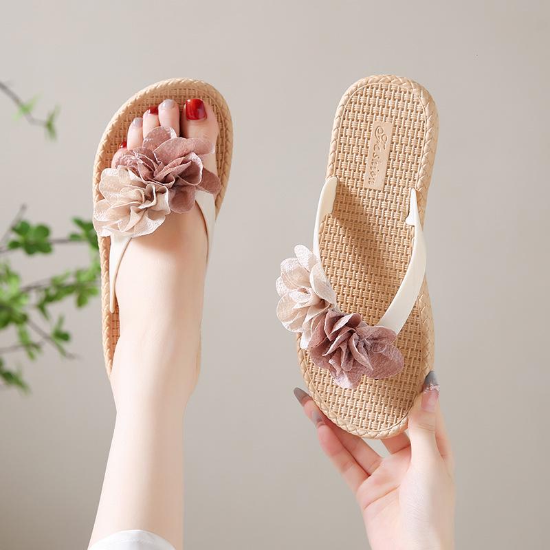 Fairy Style Women's Flower Flip-Flops - Summer Sandals for Skirts, Casual Wear & Beach Outings