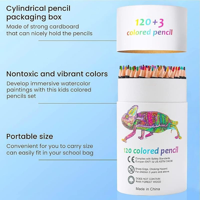 Corslet Set of 123 Premium Colour Pencils 120 Pencil Colours Artists Soft Core Vibrant Color Pencil Set Ideal for Drawin