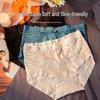 Women's Seamless Satin & Lace Mid-Waist Panties - Light Luxury, Breathable, Abdomen Control, Hip Lift, Cotton Crotch