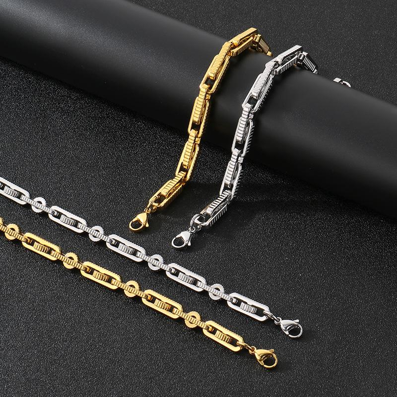 Trendy Stainless Steel Wheel Link Chain Bracelets for Men 8mm Wide Personalized Gold Color Accessories Biker Party Jewelry Gift