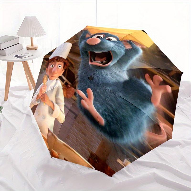 Ratatouille Movie Poster Automatic Opening and Closing Umbrella - Small Umbrella Suitable for Various Occasions, Portable 3-Fold Small Umbre
