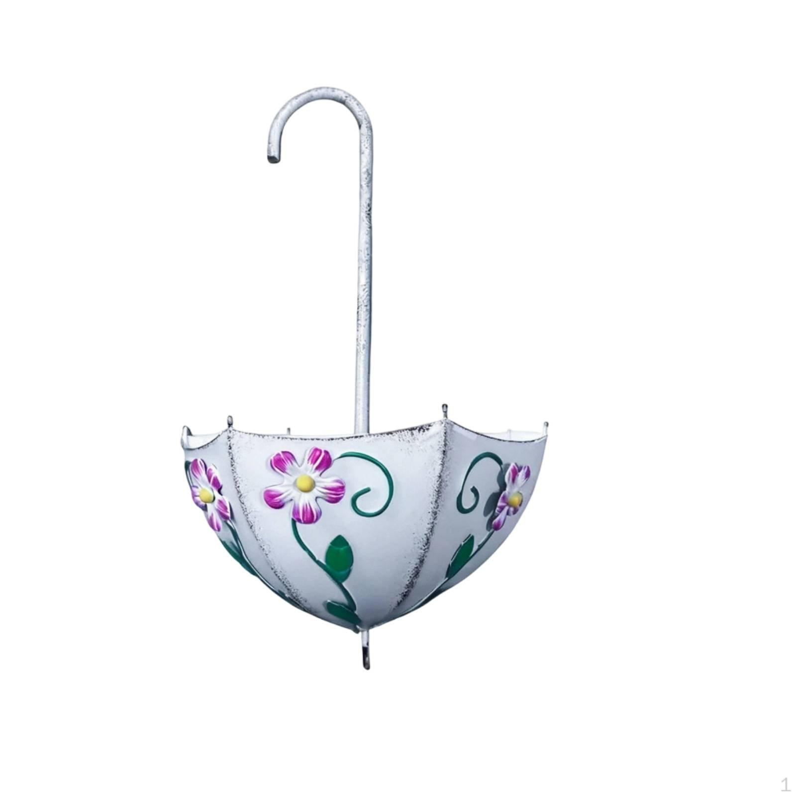 Umbrella Wall Planter European Iron Flower Pot Rustic Metal Finish Hanging Basket for Outdoor,