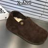 Cowhide version all-inclusive velvet warm lamb wool shoes, new autumn and winter one-pedal cotton shoes