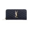 Ysl Monogram Gold Logo Grainy Embossed Quilted Long Zipper Leather Wallet Women Wallet Black 358094BOW011000