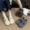 Mao Mao Shoes Women Wear New Korean Version Fairy Wind Velvet Warm Cotton Shoes Flat Mary Jane Foreign Style Doudou Shoes In Winter