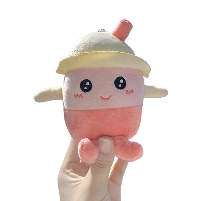 

Simulation Milk Tea Cup Key Chain Ring Plush Doll Toy Pendant Accessory Backpack розовый