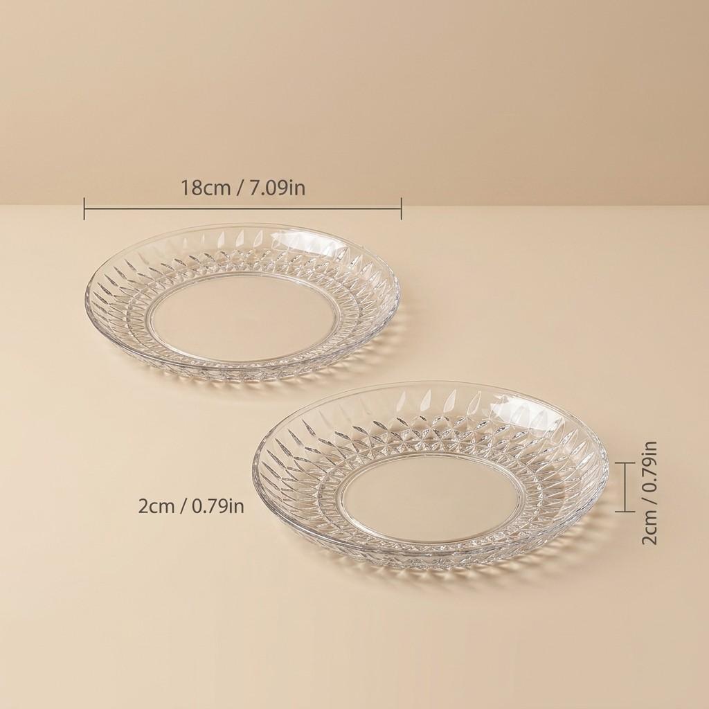 Reusable Plastic Plates Amber PET Dessert Appetizer Serving Dishes Kitchen Tableware Stackable Snack Food Fruit Platter Picnic