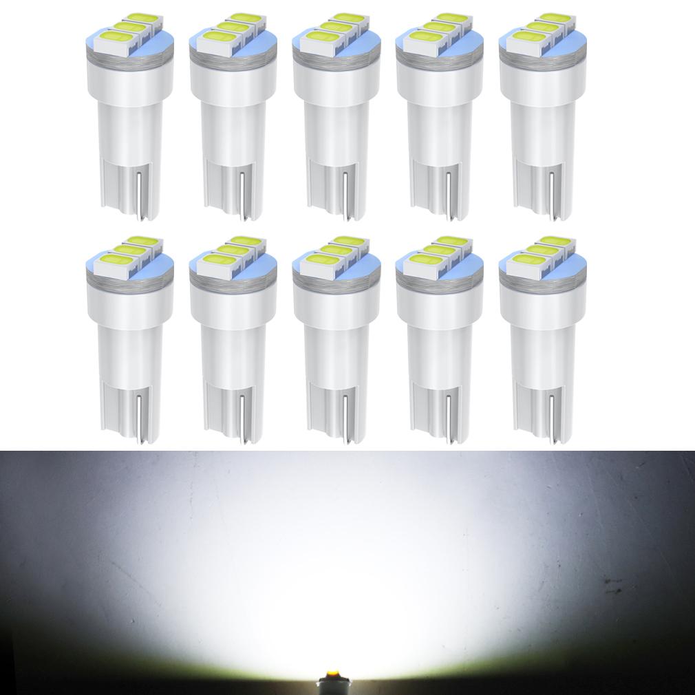 10Pcs T5 Led Bulbs W3W W1.2W Led Canbus Car Interior Lights Dashboard Gauge Warning Indicator Wedge Auto Instrument Cluster Lamp 12V