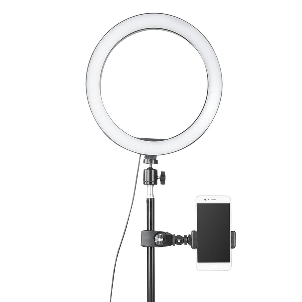 10 Inch Dimmable LED Circle Fill Light USB Camera Video Lamp with Tripod Phone Clip Set