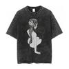 Japonská hororová manga ve stylu Tomie, s grafickým potiskem Acid Wash, unisex, těžká bavlna, oversized, Streetwear tričko