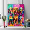 Colorful Dachshund Pattern  3pcs 100% Round Full Drill 5D DIY Diamond Painting Embroidery Cross Stitch Rhinestone Décor