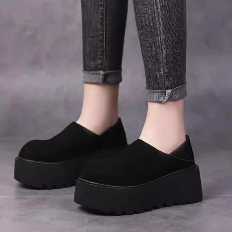 

Женские замшевые зимние ботинки на платформе, туфли на плоской подошве, женская мода 2025 года, зимние удобные прогулочные новые ботильоны для мотоциклистов Mujer Botas 40