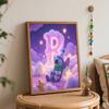 Disney Stitch Letter R oil painting art painting kit, handmade diy art painting home wall decoration cute starry night sleep design