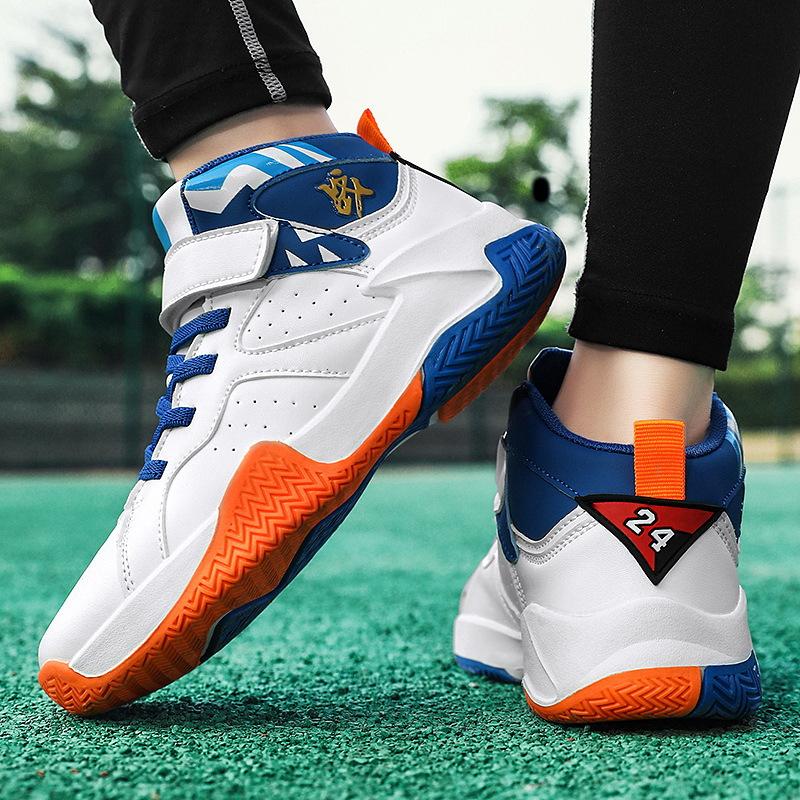 Children's professional basketball training 2025 new middle-aged and older children's Velcro basketball shoes shock-absorbing boys' sneakers