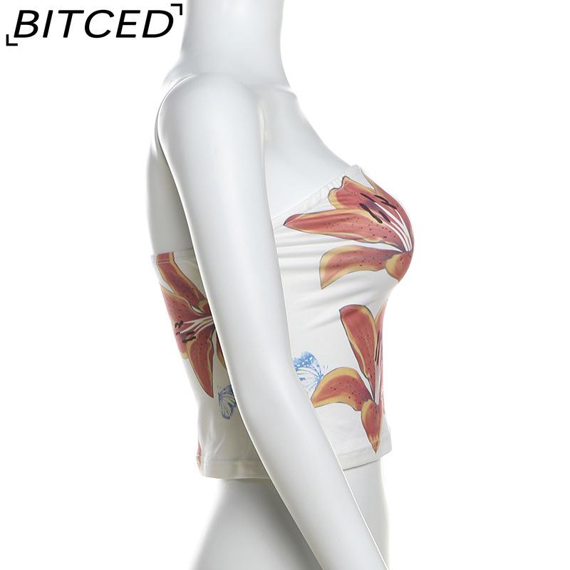 BITCED Summer Women's Streetwear Floral Print Sensual Crop-Top Bustier