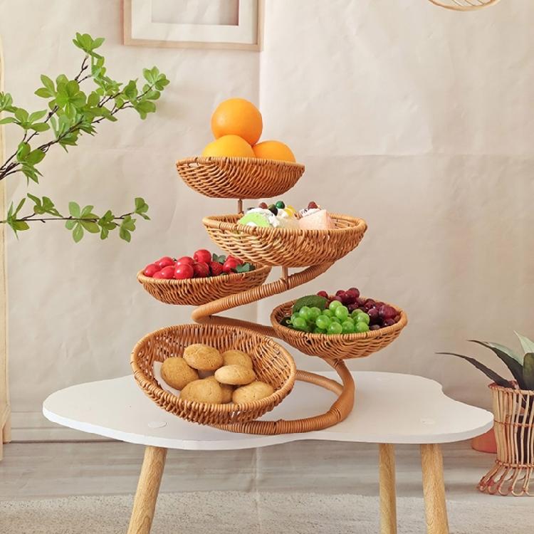 Praktischer Obstaufbewahrungskorb Eleganter Obstschalenhalter mit mehrschichtigem Halter Künstliche Rattan-Organizer