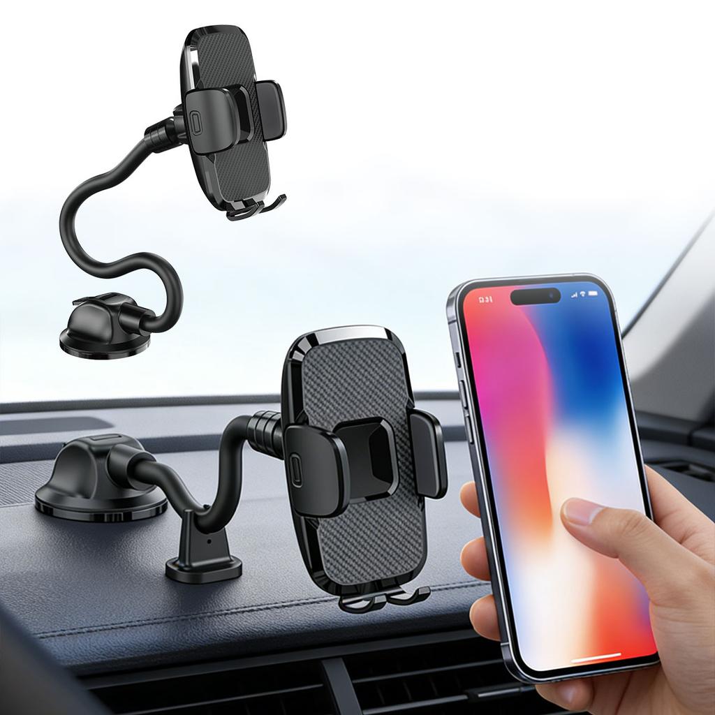 Car Flexible Long Arm Phone Mount Interior 360° Rotatable Auto Mount Dashboard Holder With Suction Cup Universal Handsfree