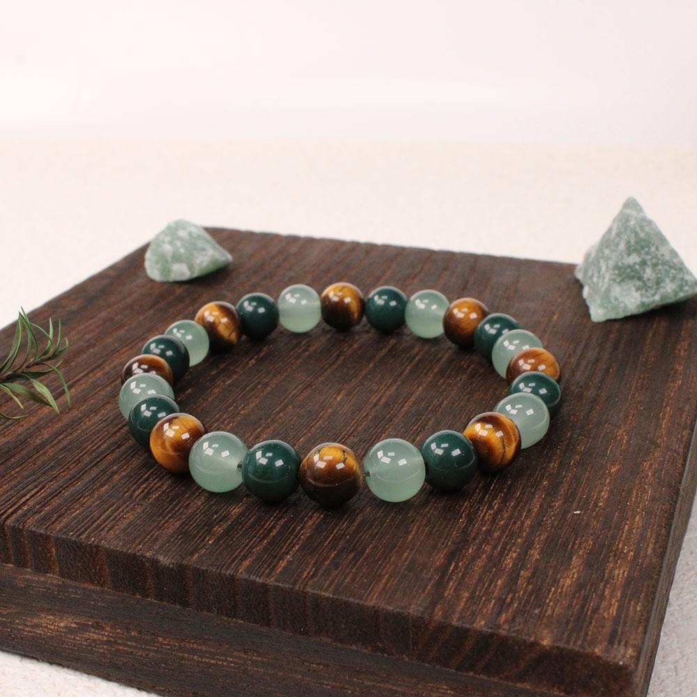 Green Aventurine Tiger Eye And Dark Green Agate Beaded Bracelet Natural Fashion Jewelry For Men And Women Daily Wear Simple Versatile Accessory
