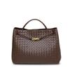 Borsa a tracolla messenger a tracolla portatile in corda intrecciata in pelle da 45 cm con chiusura a nodo a otto, borsa a tracolla da donna alla moda transfrontaliera