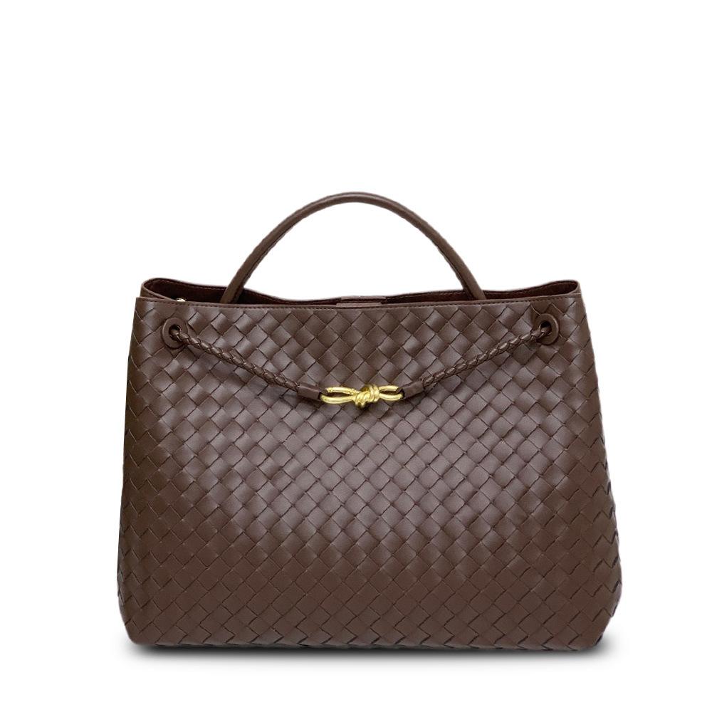 Borsa a tracolla messenger a tracolla portatile in corda intrecciata in pelle da 45 cm con chiusura a nodo a otto, borsa a tracolla da donna alla moda transfrontaliera