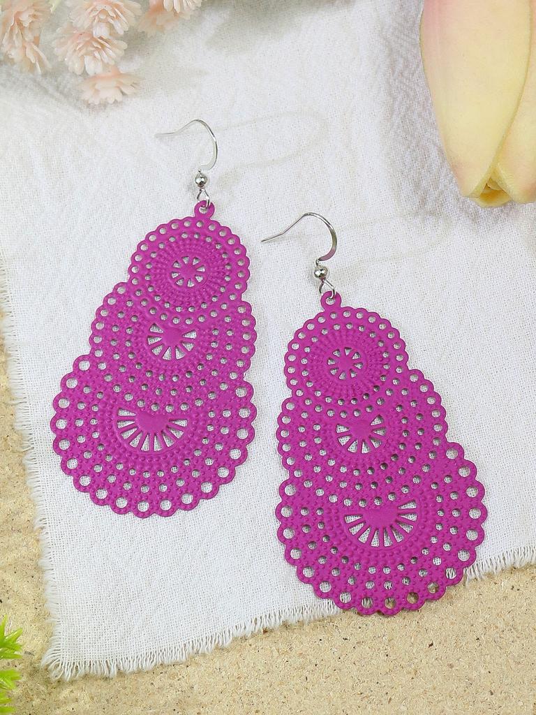 3 Paare Bunte Geometrische Hohle Hängeohrringe Für Damen Böhmischer Urlaub Zirkone Dating Geschenk