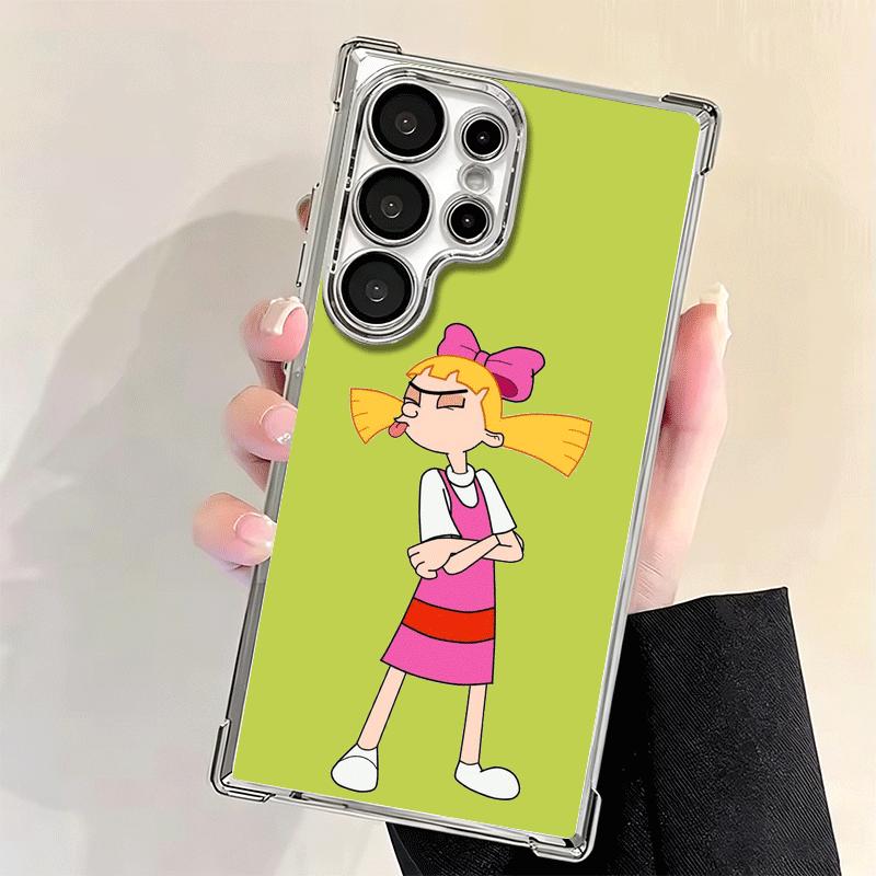 Cartoon Hey Arnold Helga Galvanisiert Handyhülle Für Samsung Galaxy S24 S25 FE S26 Edge S23 Ultra S22 S21 Plus S20 Anti-Fall Airbag