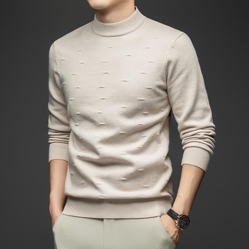 Winter Thick Jacquard Knit Sweater with Half-High Collar for All Ages