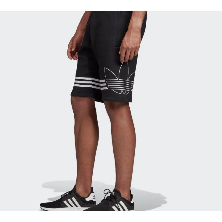 Adidas Originals Trefoil Large Print Mid-Waist Cotton Shorts Men Shorts Black ED4696
