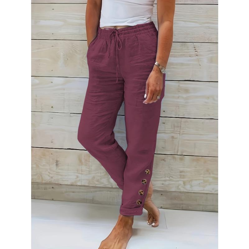 Pantaloni de damă personalizați și simpli din bumbac pur