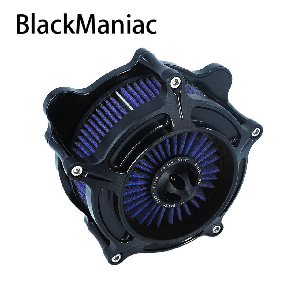 RSD Turbine Air Cleaner Matte Black Intake Filter For Harley Sportster XL 883 Dyna V-Rod Softail Fat Boy Touring Ultra FLHR FLHX