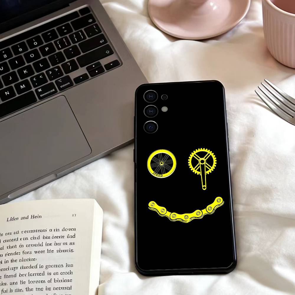 Cycling Bike Phone Case For Samsung S25,24,23,22,30,21,10,9,Ultra,Plus,Lite,FE,4,5 G Soft Black Case