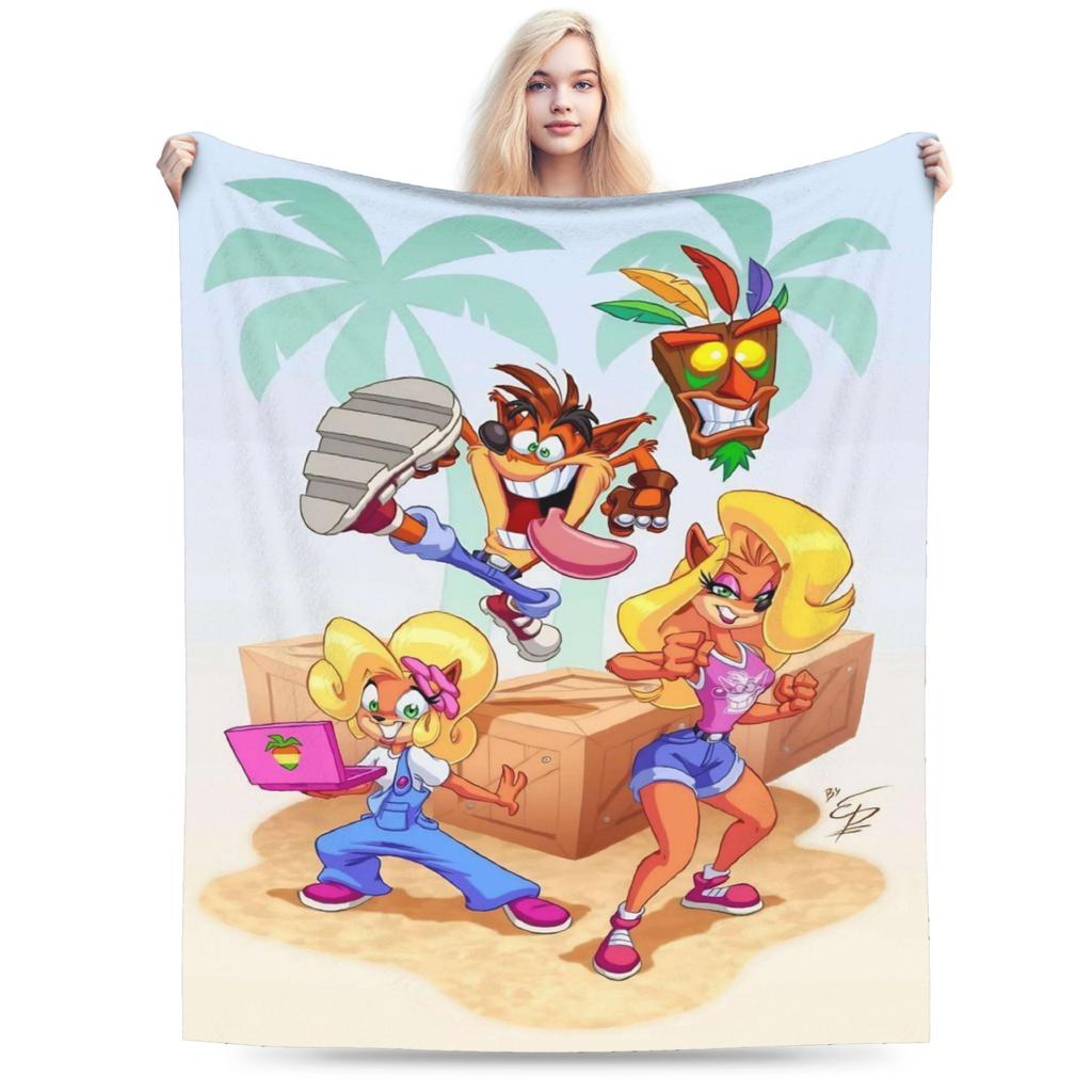 C-Crash B-Bandicoot Decke Warm Weich Grafisch Plüsch Bettwäsche Überwurf Für Mädchen Jungen Heimdekoration Flanell Tagesdecke Bettbezug