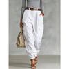 Street Style High Waist Cargo Pants Loose Wide Leg Trousers No Stretch Regular Thickness