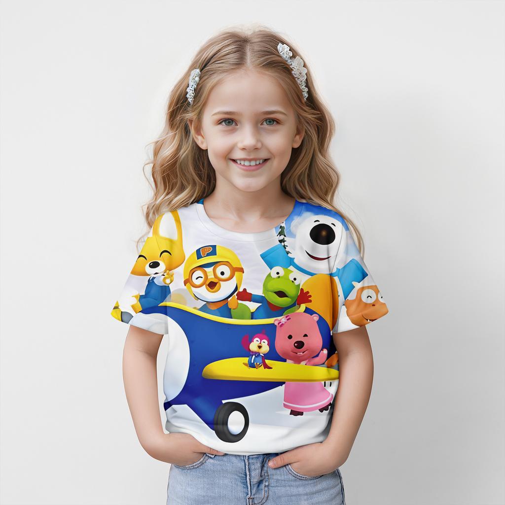 Children Summer Cartoon Girls Fashion T-shirt 3D Print T-shirt Casual Kids Top Casual 2024 New Clothes