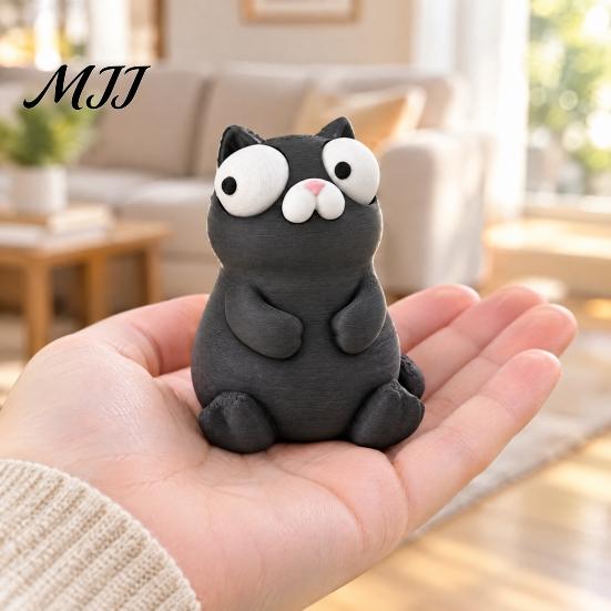 Cute Animal Figures Funny 3D Printed Ornament, Hippo/Goose/Cat Shape, Figurines with Big Novelty Shaped Decor Moving Eyes, Interactive Decompression