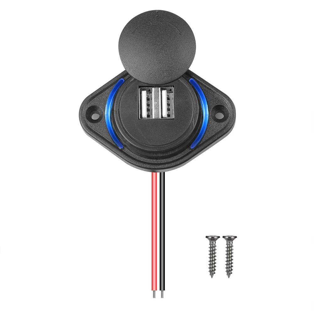 12-24V 3.1A PD QC3.0 2.1A Dual USB Charger Car Modified Socket Motorcycle Boat Utv Camper Caravans Universal Modified Charger