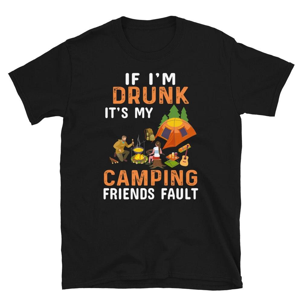 Drunk Camping Friends Vintage Design Camping Novelty T-Shirt L