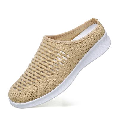 Fashion Summer New Women's Light Sole Half Slippers Fly Mesh Surface Non-slip Leisure Sports Mother Shoes Flat Walking Women's Shoes