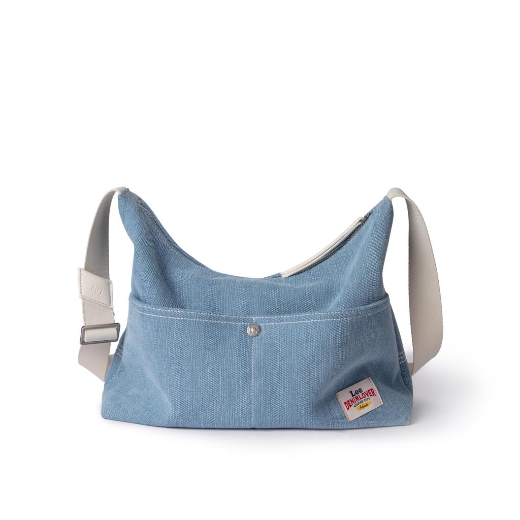 New Lee Fabric+Artificial Leather Crossbody Bags Large Women's Light Denim Blue LE240072M-521