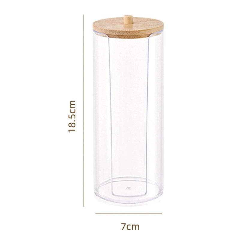 Round Acrylic Cotton Swab Box With Lid Dustproof Makeup Cotton Storage Toothpick Organizer Box