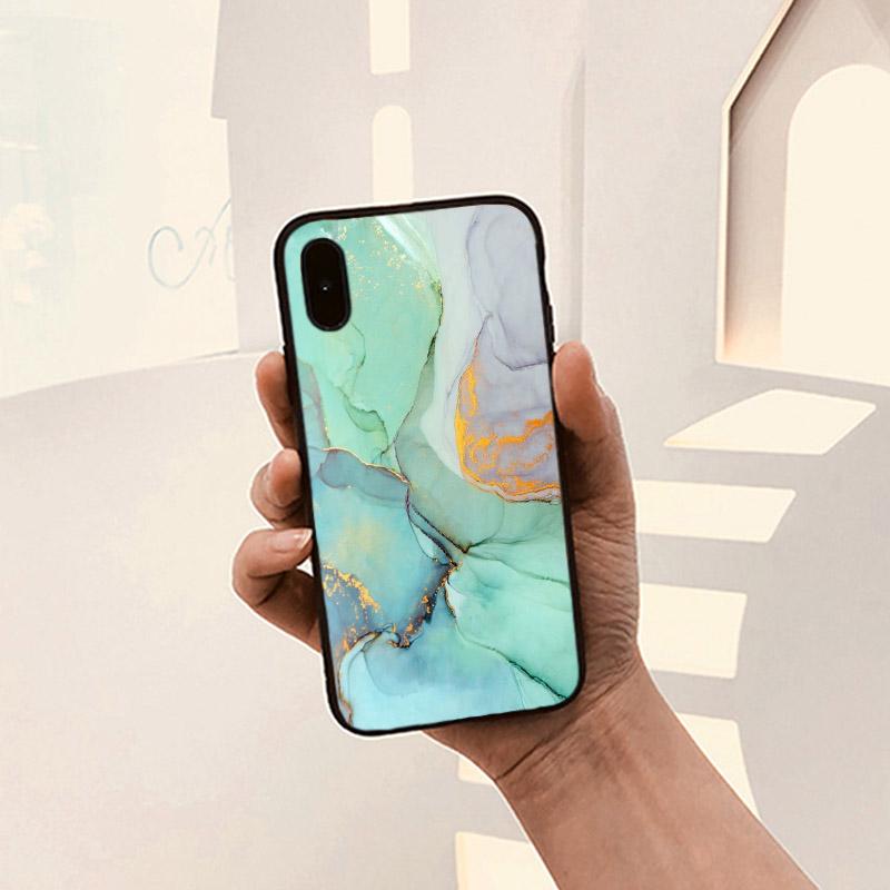 Weiche Telefonhülle mit glänzender Granitstein-Marmorstruktur für iPhone X XS XR 11 Pro Max SE2020 6s 6 7 8 plus 5 5S 10 TPU-Schale